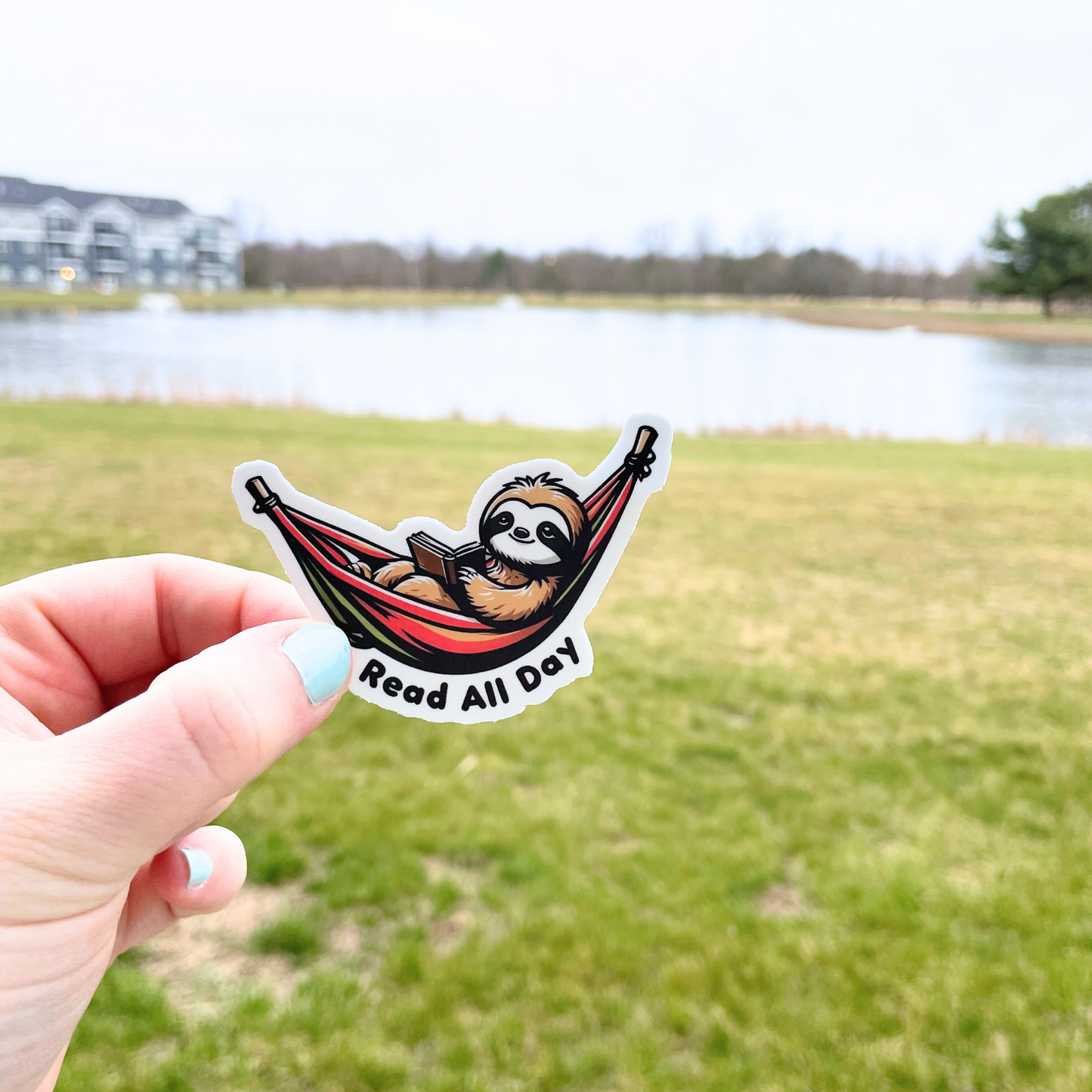 "Read All Day" Sloth Sticker