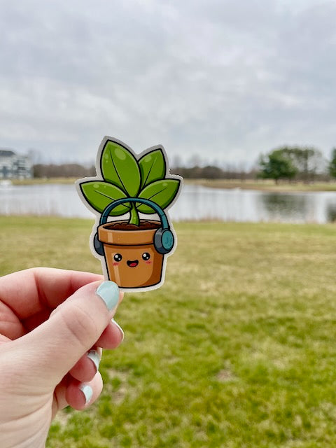 Headphones Plant Sticker