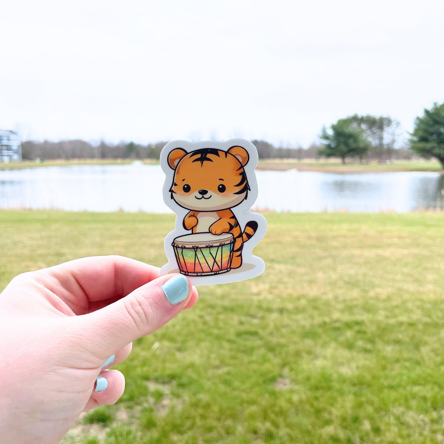 Drumming Tiger Sticker
