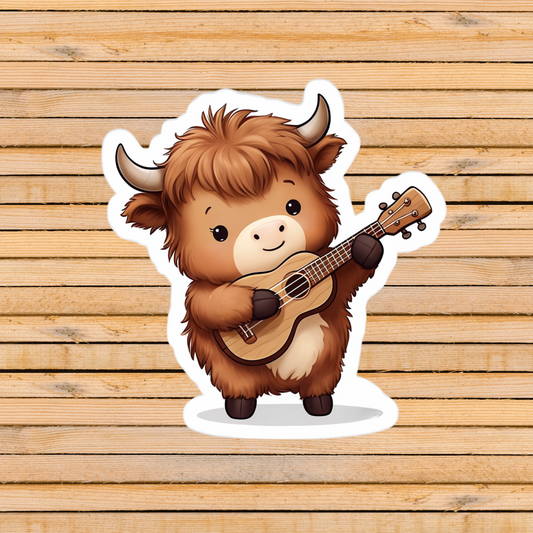 Highland Cow Ukulele Sticker