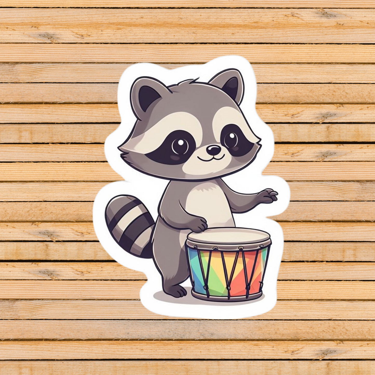 Raccoon Drumming Sticker