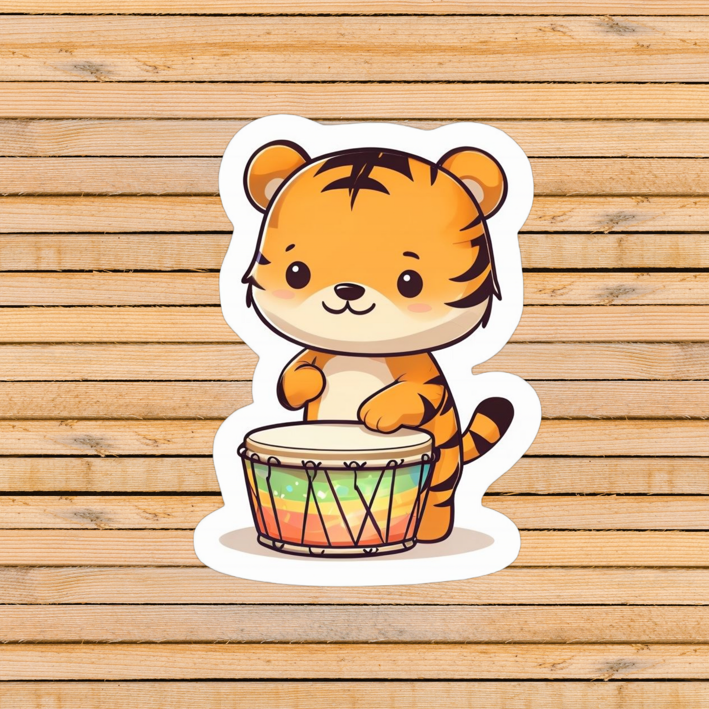 Drumming Tiger Sticker