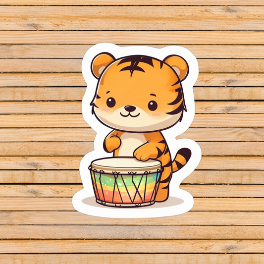 Drumming Tiger Sticker