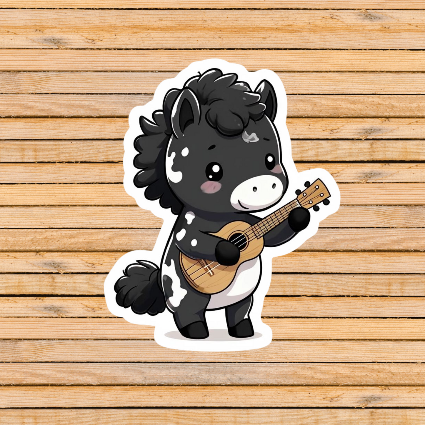 Ukulele Black Paint Horse Sticker