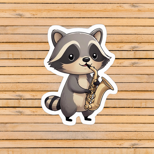Saxophone Raccoon Sticker