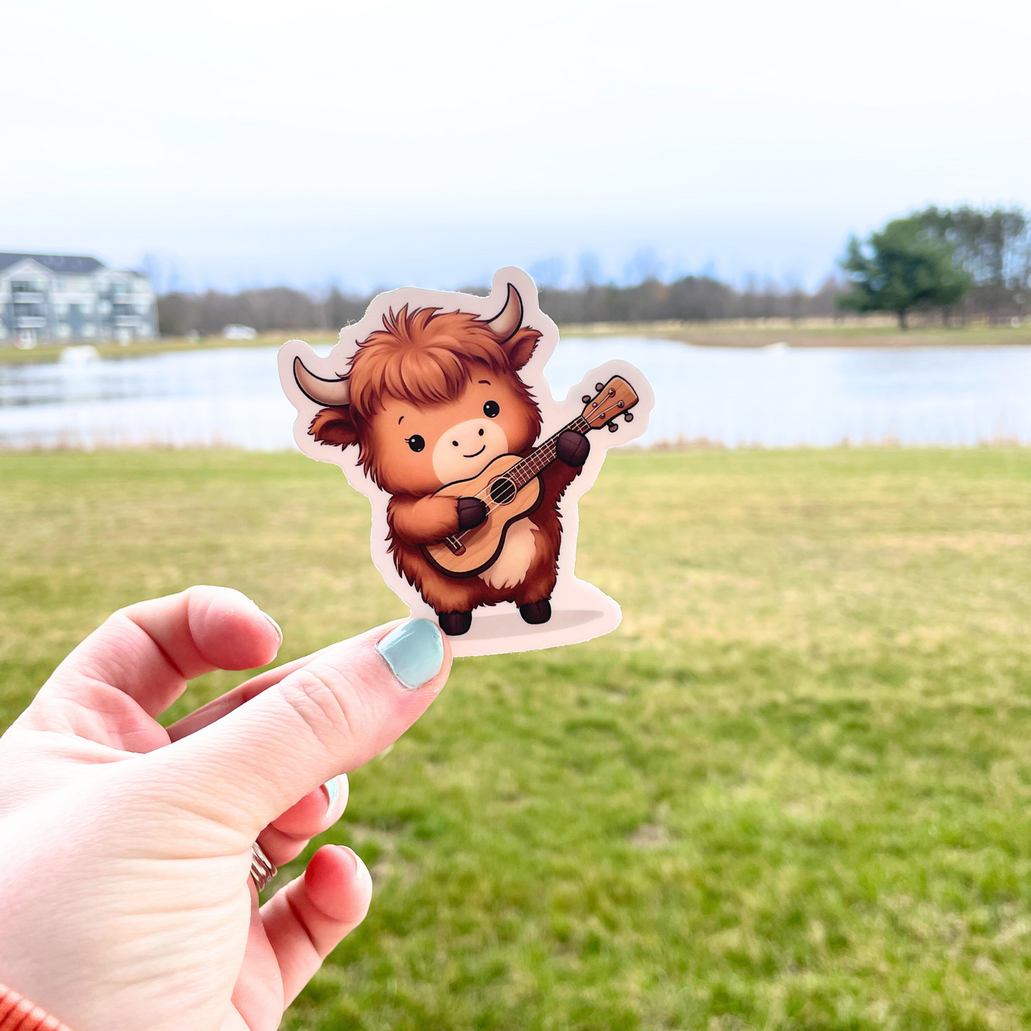Highland Cow Ukulele Sticker