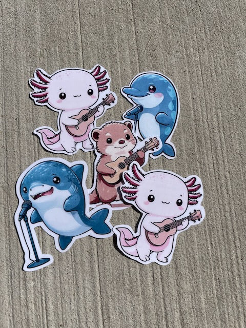 Music Water Animals Sticker Bundle