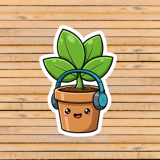 Headphones Plant Sticker